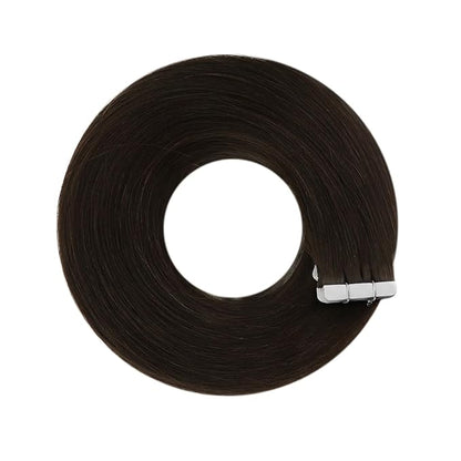 YoungSee Tape in Hair Extensions Human Hair Brown Tape ins Human Hair Extensions Dark Brown 12 Inch 30g Seamless Tape in Hair Extensions Human Hair Darkest Brown for Short Hair 20pcs