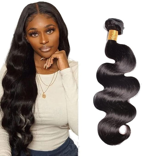 32 Inch Human Hair Bundles Natural Black Body Wave Bundles Double Weft Real Color 1B Body Wave Hair Weave Unprocessed Peruvian Virgin Remy Hair Extensions