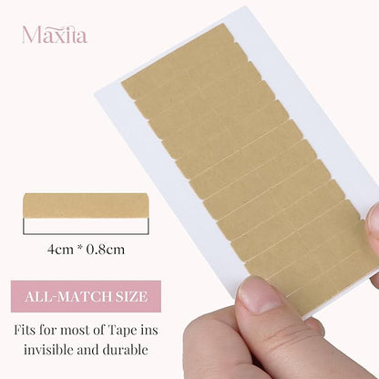 MAXITA No-Residue Replacement Tape for Hair Extensions - 180 Double Sided Tabs, 1.6 * 0.3 inch