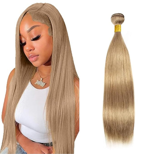 #22 Blonde Bundles Human Hair Straight Bundles 20 Inch Human Hair Weave 1 Bundle Unprocessed Brazilian Virgin Hair Ash Blonde Straight Human Hair Extensions 50 Grams/Bundle