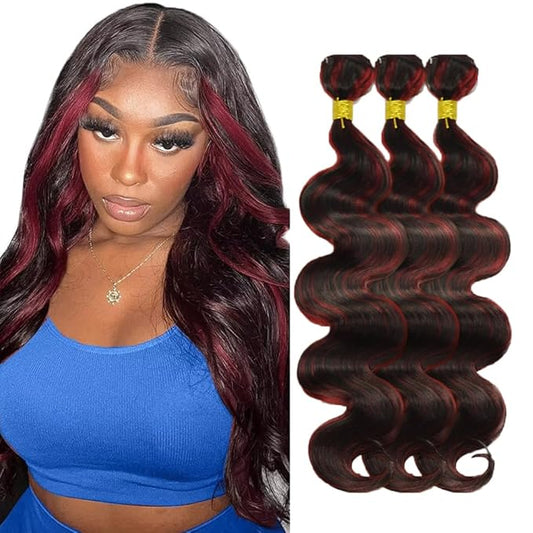 30 32 34 Inch 99j Bundles Human Hair Burgundy Body Wave Bundles 2 Tone Red and Black Bundle Grade 8A Brazilian Virgin Remy Hair Extensions For Woman