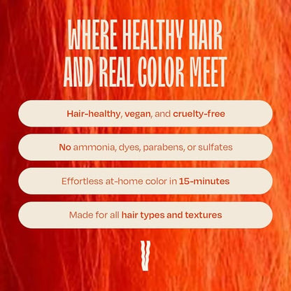 Overtone Color Depositing Semi-Permanent Hair Dye Conditioner - 8 oz For Natural & Color-Treated Hair, Moisturizing Shea Butter & Coconut Oil - Vegan & Cruelty-Free, Extreme Orange is now Poppy Orange