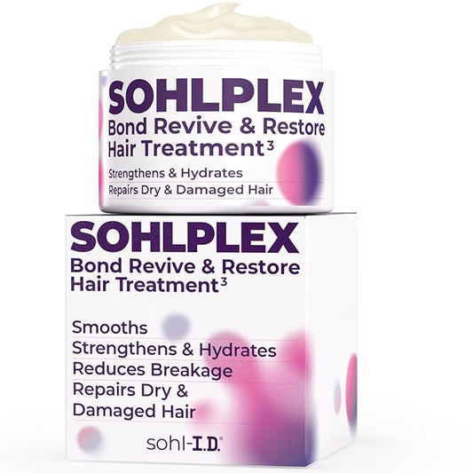 SOHLPLEX Bond Revive & Restore Treatment for Dry Damaged Hair, Deep Conditioning Mask for Frizzy & Damaged Strands. Moisturizes & Strengthens. Vitamins B3, B5, B7, C & E.Vegan & Cruelty-Free-6.76 FlOz