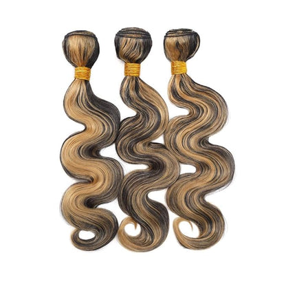 Ombre P1B27 Highlights Human Hair Body Wave Bundles Black and Blonde Body Wave Bundles Human Hair Brazilian Soft and Silky for Black Women 8 10 12 Inch