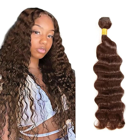 Brown Deep Wave Bundles Human Hair Color 4 Single Bundle 16 Inch Unprocessed Peruvian Virgin Remy Hair Extensions Niegmeag Color 4 Deep Wave Bundles