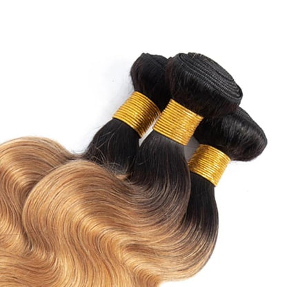 30 32 34 Inch Ombre Human Hair Bundles 1B27 Body Wave Bundles Niegmeag Virgin Soft and Silky Remy Hair Extensions Double Weft Honey Blonde Bundle Hair Weave