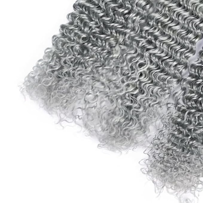Gray Human Hair Bundles Grey Deep Wave Bundle Pure Grey Bundles 22 24 26 Inch Niegmeag Double Weft Silver Bundle Hair Weave 300g