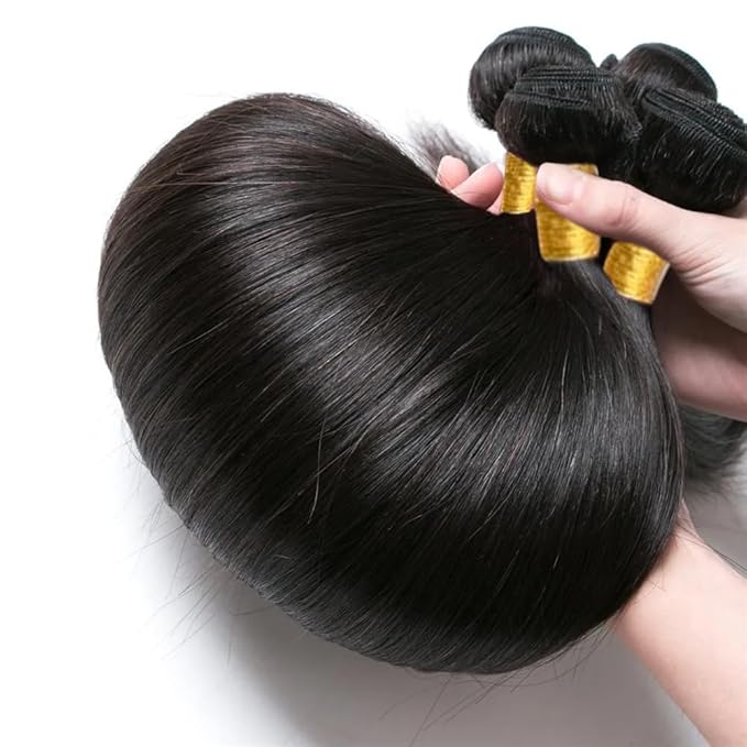 Straight Hair Bundles Natural Black Straight Human Hair Bundles Silky Soft 16 18 20 Inch Double Weft Brazilian Unprocessed Remy Hair Extensions Tangle Free Deals