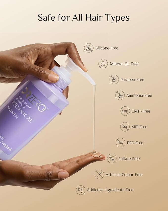 DR ZERO Hair Growth Shampoo for Women, Japanese Hair Care, 13.5 oz, Volumize Thickening, Cleanse Hydrate Damaged Hair and Scalp, Sulfate & Silicone-Free, Redensyl® Combine Nano-Tech Improves Thinning