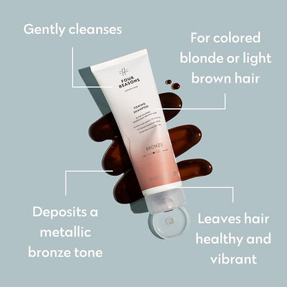 FOUR REASONS Bronze Hair Toner - Color Depositing Shampoo for Treated Hair (8 Colors, Sulfate-Free, Vegan, 8.45 Fl Oz)