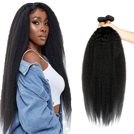 Color #1B Human Hair Bundles Natural Black Kinky Straight Bundles Grade 8A Peruvian Virgin Hair 3 Bundles 18 18 18 Inch Natural Black Yaki Straight Bundles Human Hair #1B Bundles