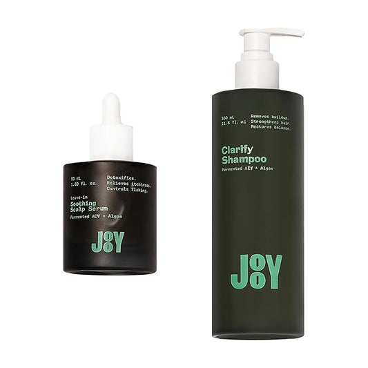 JooY Soothing Scalp Serum + Clarify Shampoo Duo | Sensitive Scalp Relief & Clarifying Cleanse | Apple Cider Vinegar, Tea Tree, Peppermint, Niacinamide & Fermented Superfoods Hydrate & Detox