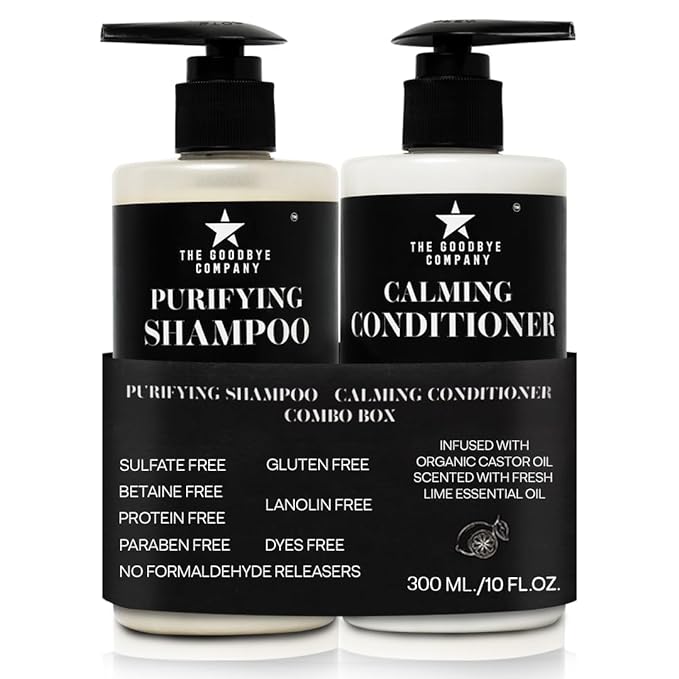 Castor Oil Shampoo and Conditioner Set; Dry Scalp Dandruff Treatment; Organic, Sulfate Free, Moisturizing Shampoo and Conditioner Set for Hair Care and Repair; Made in USA, 10 oz Bottles