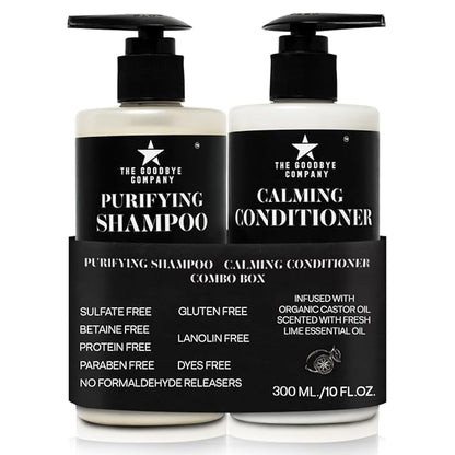 Castor Oil Shampoo and Conditioner Set; Dry Scalp Dandruff Treatment; Organic, Sulfate Free, Moisturizing Shampoo and Conditioner Set for Hair Care and Repair; Made in USA, 10 oz Bottles
