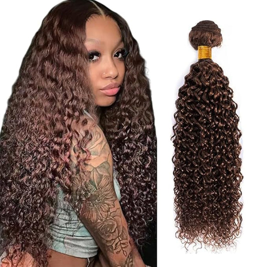 34 Inch Brown Human Hair Bundles Color 4 Curly Bundles Grade 8A Peruvian Virgin Hair Extensions Double Weft Chocolate Kinky Curly Bundle