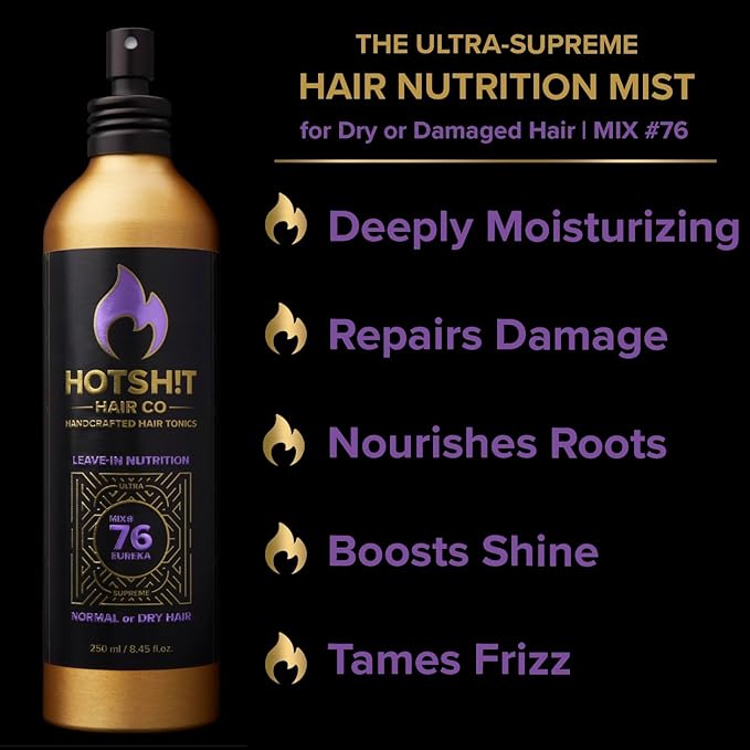 Mix #76 Hair & Scalp Nutrition for Dry & Damaged Hair – Deeply Moisturizing Natural Mist with Lavender, Argan Oil, Rosemary, Caffeine, and MORE - Boosts Shine & Tames Frizz -8.45oz