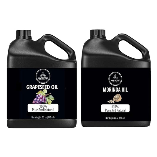 Naturevibe Botanicals Grapeseed Oil 32oz and Moringa Seed Oil 32oz | Oil Combo