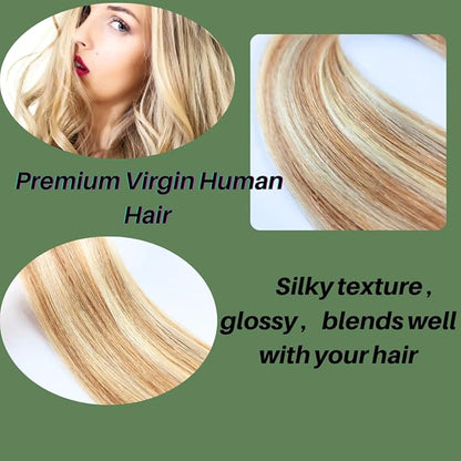 Blonde Tape in Hair Extensions Human Hair Invisible for Women Silky Straight Long Remy Human Hair Extensions Tape in 20 Inch 20PCS 50G