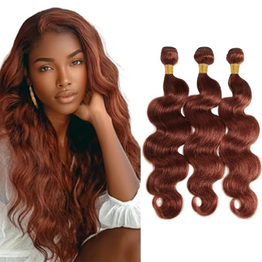 Red Brown Body Wave Bundles Color 33 Body Wave Bundles 8a Grade Brazilian Human Hair Wet and Wavy Soft Silky for Black Women 8 10 12 Inch