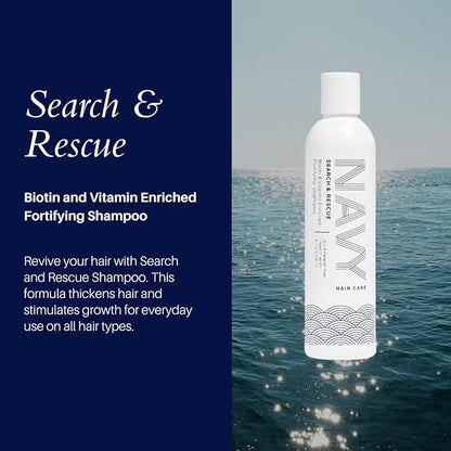 NAVY Hair Care Search and Rescue Shampoo | Biotin and Rosemary Oil Enriched for Hair Growth | Paraben Free | 8 oz