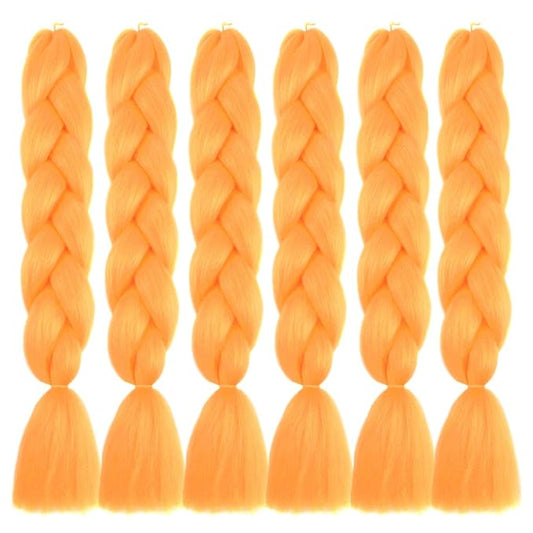 6 Packs Ombre Jumbo Braiding Hair Extensions 24 Inch High Temperature Synthetic Fiber Hair Extensions for Box Braids Braiding Hair (Orange)