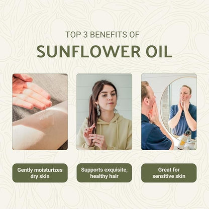 Nature Packaged Sunflower Carrier Oil (1GAL) - Direct from EIR Oils' Farmland in the Sunny Fields of Spain - 100% Pure Carrier Oil for Hair, Face, and Skin