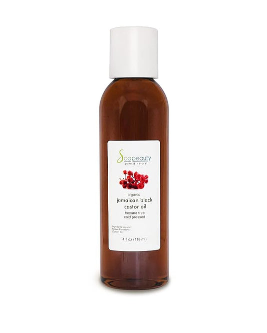 Soapeauty JAMAICAN BLACK CASTOR OIL Cold Pressed Unrefined | 100% Pure Natural Black Castor Oil Promotes Healthy Skin & Hair | Carrier Oil & Strengthens Nails | 4 fl oz