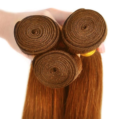 Color 30 Bundles Human Hair Light Brown Straight Human Hair Bundles 14 16 18 Inch Brown Bundles Human Hair Color Silky Soft Unprocessed Remy Hair Extensions #30 Straight Human Hair Bundles