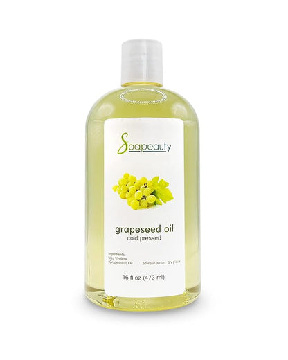 GRAPESEED OIL Cold Pressed Unrefined | 100% Natural Available in Bulk | Carrier for Essential Oils, Face, Skin, Hair Moisturizer, Soap Making | 16 OZ