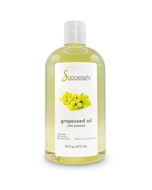 GRAPESEED OIL Cold Pressed Unrefined | 100% Natural Available in Bulk | Carrier for Essential Oils, Face, Skin, Hair Moisturizer, Soap Making | 16 OZ