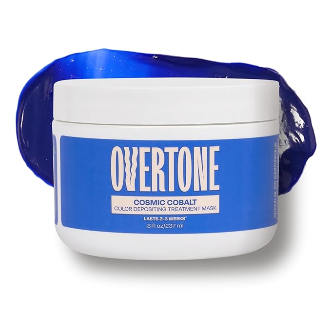 Overtone Color Depositing Semi-Permanent Hair Dye Conditioner - 8 oz For Natural & Color-Treated Hair, Moisturizing Shea Butter & Coconut Oil - Vegan & Cruelty-Free, Extreme Blue