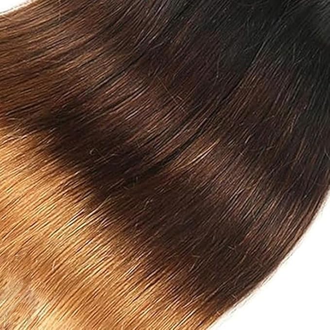 T1B4/27 Bundles Human Hair Ombre Brown Straight Bundle Mixed Length 3 Bundles 14 16 18 Inch Double Weft Virgin Remy Bundle Hair Weave