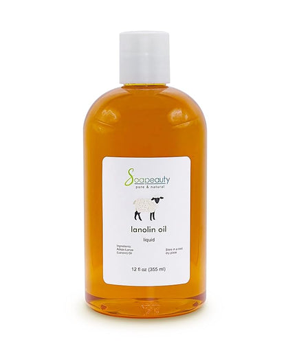 LANOLIN OIL Cold Pressed Unrefined | 100% Natural Available in Bulk | Carrier for Essential Oils, Face, Skin, Hair Moisturizer, Soap Making | (12 OZ)