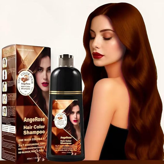 Hair Dye Shampoo 3 in 1, Instant Herb Ingrident Hair Dye to Cover Gray Hair, Long-lasting & Natual, Chestnut Brown, 400 ML