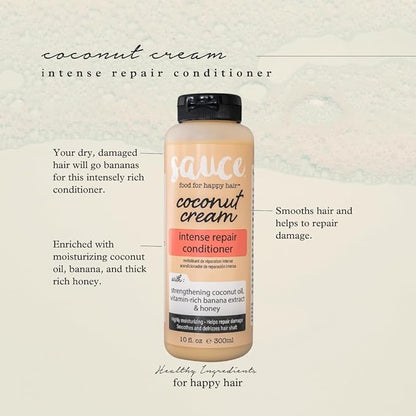 SAUCE BEAUTY Conditioner, Intense Repair Coconut Cream Conditioner (10 Fl Oz) for Dry, Damaged, Frizzy & Curly Hair, Revitalizing Coconut Oil, Banana & Honey, Paraben & Sulfate-Free