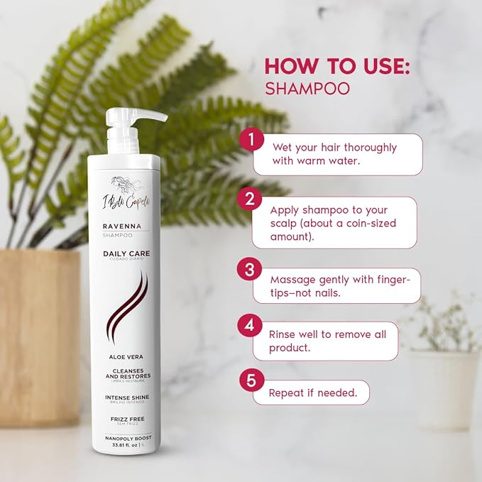 Ravenna Aloe Vera Hydration Shampoo - Paraben-Free, Daily Care for Soft, Shiny, and Lightweight Hair - Anti-Breakage & Anti-Hair Loss (1L/33.8 fl.oz)