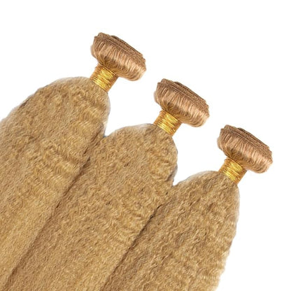 #27 Blonde Bundles Human Hair Yaki Straight Bundles 18 20 Inch Unprocessed Brazilian Virgin Hair Weave 2 Bundle Honey Blonde Human Hair Extensions