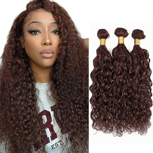 Brown Kinky Curly Bundles Human Hair Color 4 Bundles 16 18 20 Inch Niegmeag Virgin Remy Hair Extensions Double Weft Soft and Skily Hair Weave