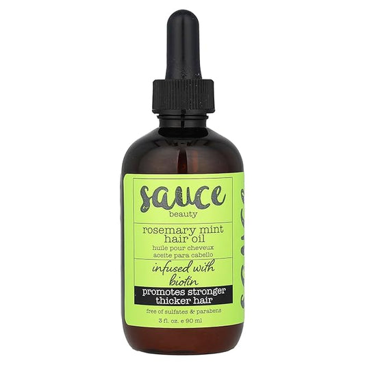 SAUCE BEAUTY Hair Oil, Rosemary Mint with Biotin (3 Fl Oz) Helps Promote Hair Growth & Rejuvenation, Scalp Oil for Thicker, Stronger Hair, No Parabens