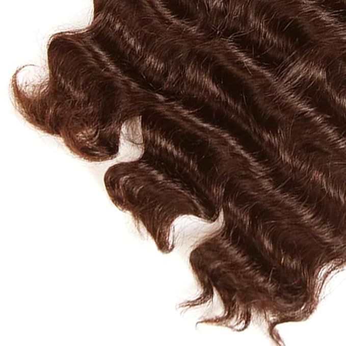 #4 Brown Bundles Human Hair Deep Wave Bundles 14 14 14 Inch Human Hair Weave 3 Bundle Unprocessed Brazilian Virgin Hair Chocolate Brown Deep Curly Human Hair Extensions 50 Grams/Bundle