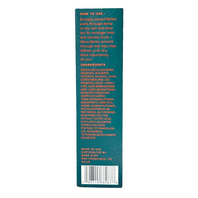 Barb Styling Cream for Women and Men - Soft Hold Hair Styling Cream for Frizz Control and Curl Definition - Lightweight, Natural Finish - Fragrance Free - 3 fl oz