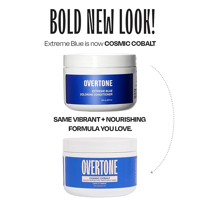 Overtone Color Depositing Semi-Permanent Hair Dye Conditioner - 8 oz For Natural & Color-Treated Hair, Moisturizing Shea Butter & Coconut Oil - Vegan & Cruelty-Free, Extreme Blue