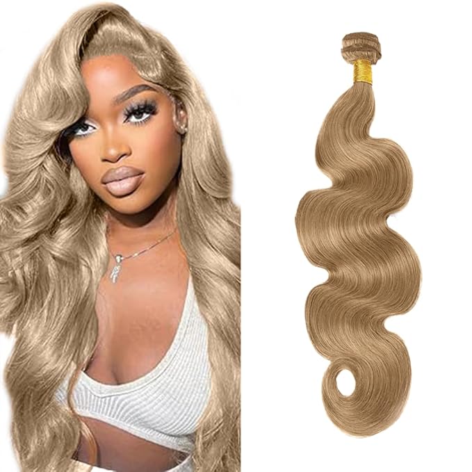 #22 Blonde Bundles Human Hair Body Wave Bundles 18 Inch Human Hair Weave 1 Bundle Unprocessed Brazilian Virgin Hair Ash Blonde Body Wave Human Hair Extensions 50 Grams/Bundle