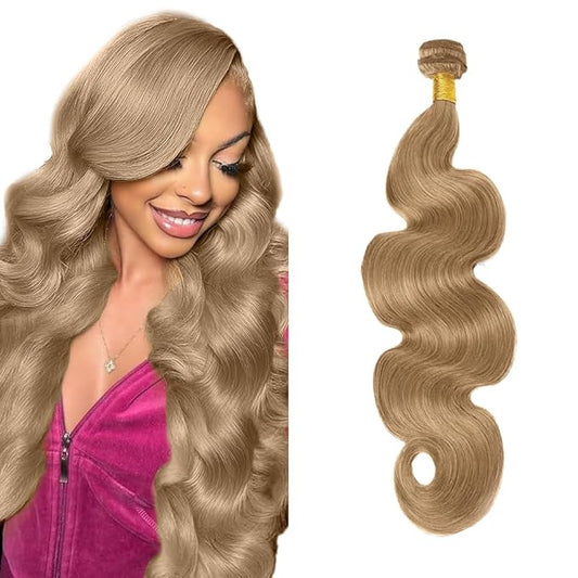 #22 Blonde Bundles Human Hair Body Wave Bundles 30 Inch Human Hair Weave 1 Bundle Unprocessed Brazilian Virgin Hair Ash Blonde Body Wave Human Hair Extensions 50 Grams/Bundle