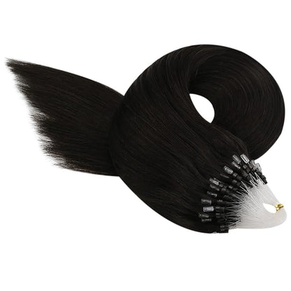 YoungSee Microlink Hair Extensions Human Hair Dark Brown 14In Microbead Hair Extensions Brown Bead Hair Extensions Real Human Hair Darkest Brown Micro Loop Hair Extensions 50s 50g Short Hair Extension