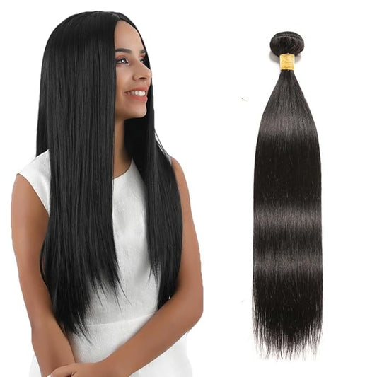 30 Inch Natural Black Straight Bundles Color 1B Human Hair Bundles Double Weft Real Natural Color Hair Weave Unprocessed Peruvian Virgin Remy Hair Extensions