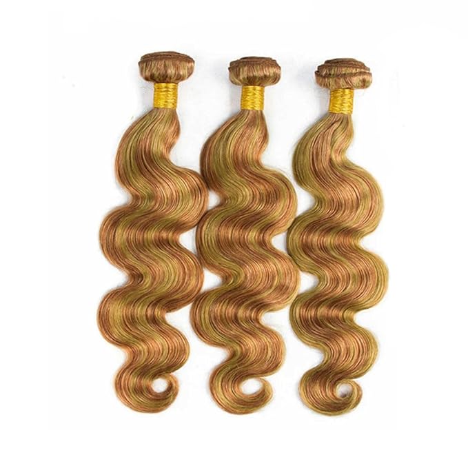 2730 Blonde Body Wave Bundles Human Hair Ombre Honey Blonde Bundles 14 16 18 Inch Unprocessed Brazilian Virgin Remy Hair Extensions Silky Soft 3 Highlight Bundles Hair Weave