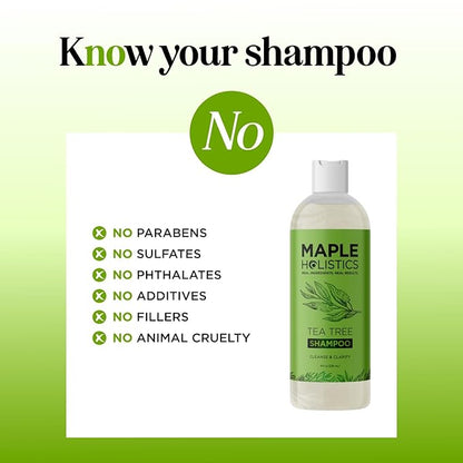 Clarifying Shampoo for Build Up & Oily Hair - Tea Tree Shampoo for Men and Women with Rosemary Essential Oil for Oily Hair and Scalp - Color Safe Vegan Sulfate Silicone & Paraben Free (8 Fl Oz)