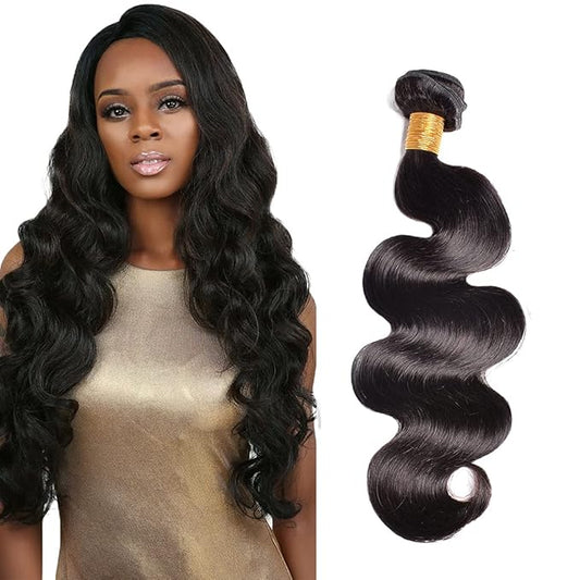 #1B Human Hair Bundles Body Wave Bundles 20 Inch Unprocessed Brazilian Virgin Hair Weave 1 Bundle 50 Grams Per Bundle Natural Color Bundle Human Hair Extensions