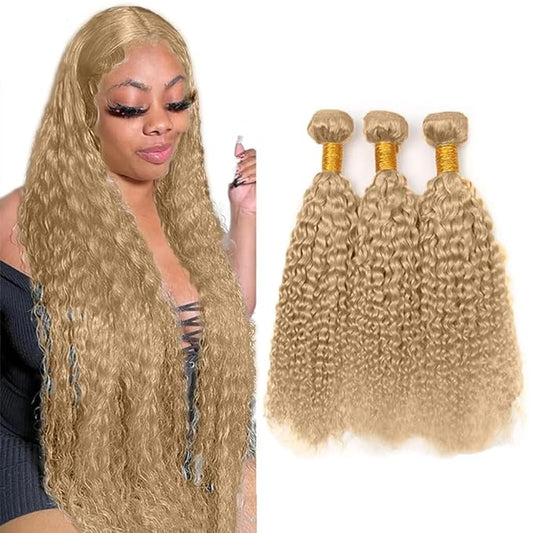 #22 Blonde Bundles Human Hair Water Wave Bundles 18 20 22 Inch Human Hair Weave 3 Bundle Unprocessed Brazilian Virgin Hair Ash Blonde Water Wave Human Hair Extensions 50 Grams/Bundle